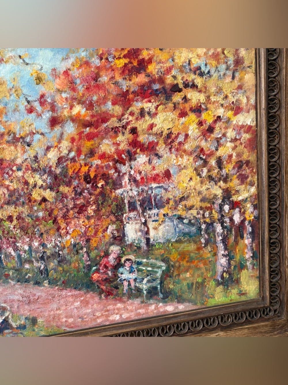 Vintage original painting wood frame home decor wall hanging artwork boho nature - Picture 4 of 5